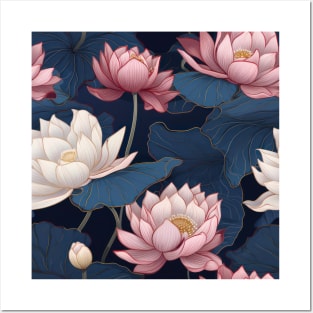 Serenity Blooms: Timeless Lotus Flower Pattern Posters and Art